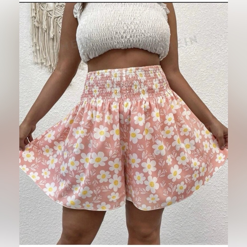 SHEIN VCAY Plus Size 3XL Floral Print High Waist Wide Leg Shorts